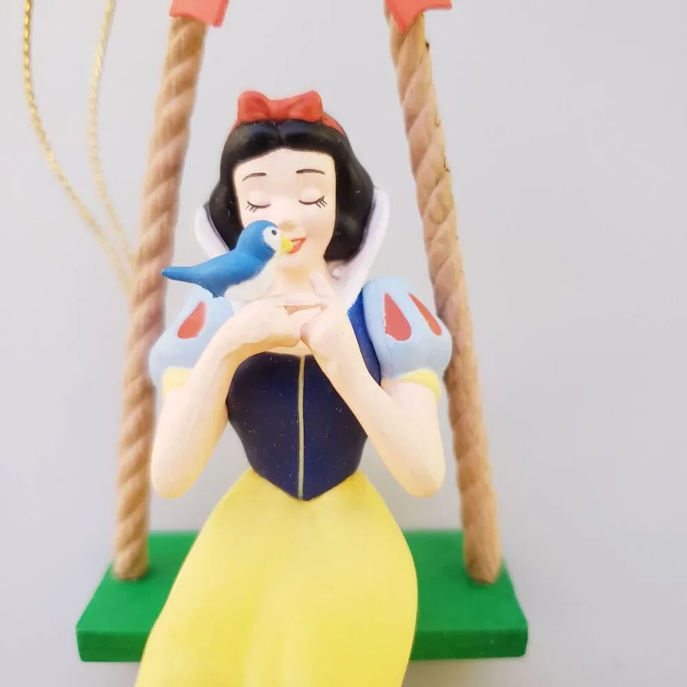 Grolier Disney Snow White Princess on Swing Ornament Blue Bird Red Bow Christmas